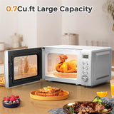 0.7Cu.ft Retro Countertop Microwave Oven 700W with 5 Microwave Power, Glass Turntable & Viewing Window