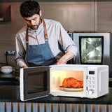 0.7Cu.ft Retro Countertop Microwave Oven 700W with 5 Microwave Power, Glass Turntable & Viewing Window
