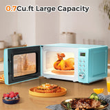 0.7Cu.ft Retro Countertop Microwave Oven 700W with 5 Microwave Power, Glass Turntable & Viewing Window
