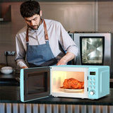 0.7Cu.ft Retro Countertop Microwave Oven 700W with 5 Microwave Power, Glass Turntable & Viewing Window