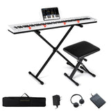 88 Key Electric Piano Keyboard Set with Adjustable Stand & Stool, Lighted Full Size Sensitive Keys, Sustain Pedal, Portable Bag for Beginners