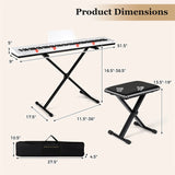 88 Key Electric Piano Keyboard Set with Adjustable Stand & Stool, Lighted Full Size Sensitive Keys, Sustain Pedal, Portable Bag for Beginners