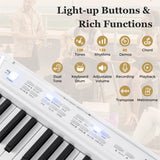 88 Key Electric Piano Keyboard Set with Adjustable Stand & Stool, Lighted Full Size Sensitive Keys, Sustain Pedal, Portable Bag for Beginners