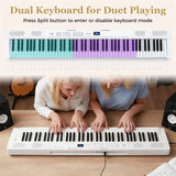 88 Key Electric Piano Keyboard Set with Adjustable Stand & Stool, Lighted Full Size Sensitive Keys, Sustain Pedal, Portable Bag for Beginners