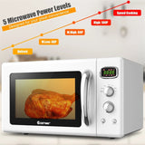 0.9Cu.ft Retro Countertop Microwave Oven 900W with Defrost & Auto Cooking Function, Glass Turntable