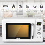 0.9Cu.ft Retro Countertop Microwave Oven 900W with Defrost & Auto Cooking Function, Glass Turntable