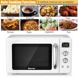 0.9Cu.ft Retro Countertop Microwave Oven 900W with Defrost & Auto Cooking Function, Glass Turntable