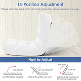 Memory Foam Floor Chair, 14-Position Adjustable Folding Gaming Sofa Chair with Back Support, Chaise Lounge Sleeper Bed Couch Recliner