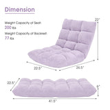 Memory Foam Floor Chair, 14-Position Adjustable Folding Gaming Sofa Chair with Back Support, Chaise Lounge Sleeper Bed Couch Recliner