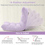 Memory Foam Floor Chair, 14-Position Adjustable Folding Gaming Sofa Chair with Back Support, Chaise Lounge Sleeper Bed Couch Recliner