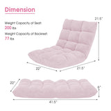 Memory Foam Floor Chair, 14-Position Adjustable Folding Gaming Sofa Chair with Back Support, Chaise Lounge Sleeper Bed Couch Recliner