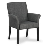 Fabric Upholstered Executive Guest Chair, Waiting Room Reception Chair with Padded Arms & Solid Rubber Wood Legs for Office Meeting Rooms