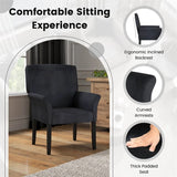 Fabric Upholstered Executive Guest Chair, Waiting Room Reception Chair with Padded Arms & Solid Rubber Wood Legs for Office Meeting Rooms