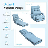 Foldable Floor Chair Recliner, Single Lazy Sofa with Ergonomic Armrest, Adjustable 5 Backrest Positions & Detachable Mat