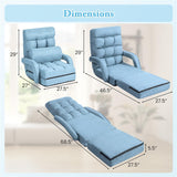 Foldable Floor Chair Recliner, Single Lazy Sofa with Ergonomic Armrest, Adjustable 5 Backrest Positions & Detachable Mat