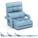 Foldable Floor Chair Recliner, Single Lazy Sofa with Ergonomic Armrest, Adjustable 5 Backrest Positions & Detachable Mat