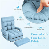 Foldable Floor Chair Recliner, Single Lazy Sofa with Ergonomic Armrest, Adjustable 5 Backrest Positions & Detachable Mat