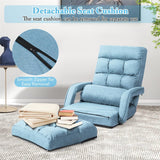 Foldable Floor Chair Recliner, Single Lazy Sofa with Ergonomic Armrest, Adjustable 5 Backrest Positions & Detachable Mat