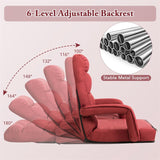 Foldable Floor Chair Recliner, Single Lazy Sofa with Ergonomic Armrest, Adjustable 5 Backrest Positions & Detachable Mat