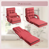 Foldable Floor Chair Recliner, Single Lazy Sofa with Ergonomic Armrest, Adjustable 5 Backrest Positions & Detachable Mat