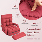 Foldable Floor Chair Recliner, Single Lazy Sofa with Ergonomic Armrest, Adjustable 5 Backrest Positions & Detachable Mat