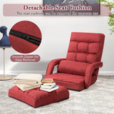 Foldable Floor Chair Recliner, Single Lazy Sofa with Ergonomic Armrest, Adjustable 5 Backrest Positions & Detachable Mat