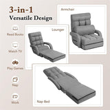 Foldable Floor Chair Recliner, Single Lazy Sofa with Ergonomic Armrest, Adjustable 5 Backrest Positions & Detachable Mat