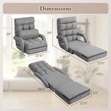 Foldable Floor Chair Recliner, Single Lazy Sofa with Ergonomic Armrest, Adjustable 5 Backrest Positions & Detachable Mat