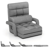 Foldable Floor Chair Recliner, Single Lazy Sofa with Ergonomic Armrest, Adjustable 5 Backrest Positions & Detachable Mat