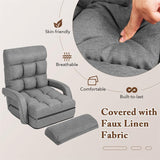 Foldable Floor Chair Recliner, Single Lazy Sofa with Ergonomic Armrest, Adjustable 5 Backrest Positions & Detachable Mat