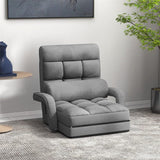 Foldable Floor Chair Recliner, Single Lazy Sofa with Ergonomic Armrest, Adjustable 5 Backrest Positions & Detachable Mat