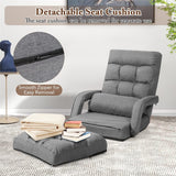 Foldable Floor Chair Recliner, Single Lazy Sofa with Ergonomic Armrest, Adjustable 5 Backrest Positions & Detachable Mat