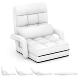 Foldable Floor Chair Recliner, Single Lazy Sofa with Ergonomic Armrest, Adjustable 5 Backrest Positions & Detachable Mat