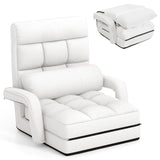 Foldable Floor Chair Recliner, Single Lazy Sofa with Ergonomic Armrest, Adjustable 5 Backrest Positions & Detachable Mat