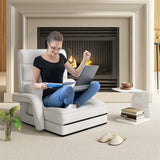 Foldable Floor Chair Recliner, Single Lazy Sofa with Ergonomic Armrest, Adjustable 5 Backrest Positions & Detachable Mat