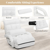 Foldable Floor Chair Recliner, Single Lazy Sofa with Ergonomic Armrest, Adjustable 5 Backrest Positions & Detachable Mat