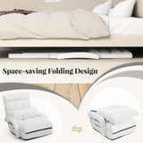 Foldable Floor Chair Recliner, Single Lazy Sofa with Ergonomic Armrest, Adjustable 5 Backrest Positions & Detachable Mat