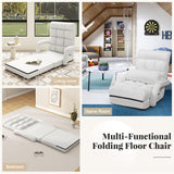 Foldable Floor Chair Recliner, Single Lazy Sofa with Ergonomic Armrest, Adjustable 5 Backrest Positions & Detachable Mat