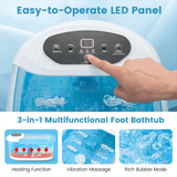 Foot Spa Bath Massager w/ Heat, Bubbles & Vibration Mode, Digital Temp Control, 12 Rollers, Pedicure Stone, Foot Soaker Tub for Relaxation