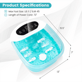 Foot Spa Bath Massager w/ Heat, Bubbles & Vibration Mode, Digital Temp Control, 12 Rollers, Pedicure Stone, Foot Soaker Tub for Relaxation