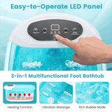 Foot Spa Bath Massager w/ Heat, Bubbles & Vibration Mode, Digital Temp Control, 12 Rollers, Pedicure Stone, Foot Soaker Tub for Relaxation