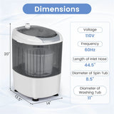 5.5lbs Portable Mini Washing Machine with Spin Dryer & Drain Hose, Semi-Auto Laundry Washer for Dorm RV