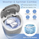 5.5lbs Portable Mini Washing Machine with Spin Dryer & Drain Hose, Semi-Auto Laundry Washer for Dorm RV