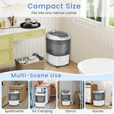 5.5lbs Portable Mini Washing Machine with Spin Dryer & Drain Hose, Semi-Auto Laundry Washer for Dorm RV