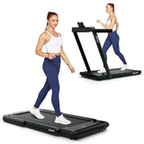 2.5HP 2-in-1 Folding Under Desk Treadmill with Speaker APP Remote Control, Portable Walking Jogging Machine for Home Gym Office