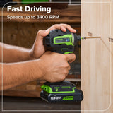 24V 1/4" 1950 in/lbs Brushless Impact Driver Kit w/ 2.0Ah USB-C Batteries and 30W USB-C Fast Charger