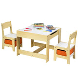 Kids Table & Chairs Set, 3-in-1 Wooden Toddler Activity Table with Storage, Reversible Tabletop & Blackboard for Art Craft, Drawing, Playroom
