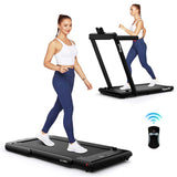 2.5HP 2-in-1 Folding Under Desk Treadmill with Speaker APP Remote Control, Portable Walking Jogging Machine for Home Gym Office