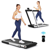2.5HP 2-in-1 Folding Under Desk Treadmill with Speaker APP Remote Control, Portable Walking Jogging Machine for Home Gym Office