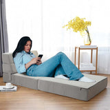 Triple Fold Down Sofa Bed, 3-in-1 Convertible Floor Couch Sleeper with Removable Cover, Padded Foam Guest Futon Lounger Chair for Living Room